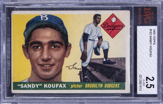 1955 Topps #123 Sandy Koufax Rookie Card - BVG G-VG 2.5